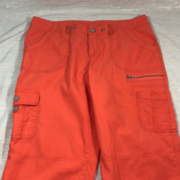 🌺SZ 14 LANE BRYANT ORANGE CARGO CROP PANTS - Picture 2 of 7